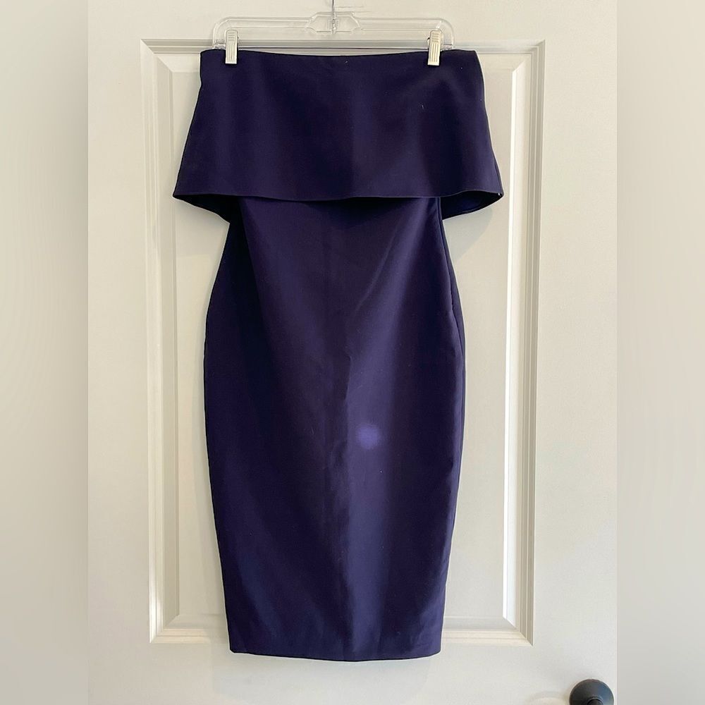 EUC Likely navy blue strapless midi dress Sz. 2